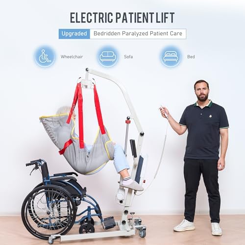 Careboda Electric Patient Lift, Medical Transfer Lifts for Seniors with Sling, Sit to Stand Lift for Elderly, Full Body Transfer Lift Chairs for Bed, Car, Wheelchair and Floor, 510LBS Weight Capacity