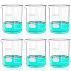 ONiLAB 8.5oz(250ml) Sturdy Glass Beaker, 3.3 Borosilicate Griffin Low Form with Printed Graduation, Pack of 6 13900250