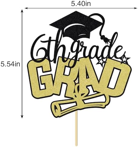 6th Grade Grad Cake Topper,Straight Outta 6th Grade Cake Topper - 2026 Grad Cake Decorations,Boys Girl Six Grade Graduation Party Decoration Supplies