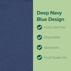 SimuLinen Navy Blue Disposable Paper Napkins, 3-Ply, 13in x 13in - 30 Pack - Simplicity Collection, Perfect for Birthday or Dessert Parties