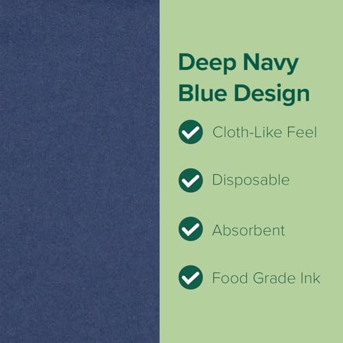 SimuLinen Navy Blue Disposable Paper Napkins, 3-Ply, 13in x 13in - 30 Pack - Simplicity Collection, Perfect for Birthday or Dessert Parties