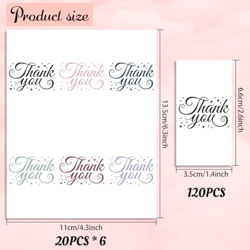 arricraft 120 Pcs Modern Thanks Candy Wrappers, Thank You Mini Candy Bar Wrapper Chocolates Bar Label Stickers for Guests Wedding Birthday Party Favors (No Candy) 1.4x2.6inch