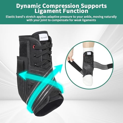 Ankle Brace for Sprained Ankle Lace up Support Brace for Women Men with Side Splints Adjustable Ankles Stabilizer for Injury Recover, Sports, L