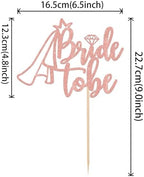 1 PCS Bride to Be Cake Topper Glitter Ring Bridal Shower Cake Topper Bride to Be Cake Pick Decoration for Wedding Engagement Bridal Shower Bachelorette Party Cake Decorations Supplies Rose Gold