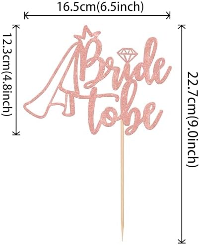 1 PCS Bride to Be Cake Topper Glitter Ring Bridal Shower Cake Topper Bride to Be Cake Pick Decoration for Wedding Engagement Bridal Shower Bachelorette Party Cake Decorations Supplies Rose Gold