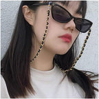 yaozeio Eyeglass Sunglass Strap Chain Lanyard for Glasses Mask Holders Around Neck Leather Metal Face Mask Chains for Women Gold Eyewear Chain Sunglass Lanyards for Women