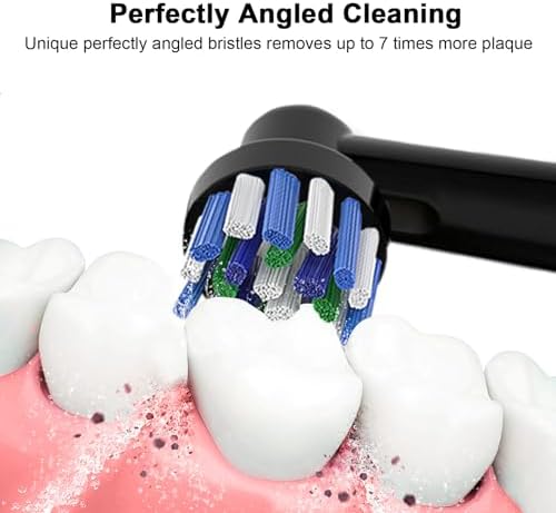8pcs Cross Clean Replacement Heads Compatible with Braun Oral B Electric Toothbrush, 4pcs White and 4pcs Black.