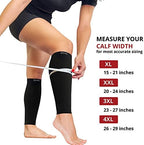 BAMS Plus Size Calf Compression Sleeve for Women & Men, Viscose from Bamboo Extra Wide Leg Support for Shin Splints, Leg Pain Relief and Support, Swelling, Travel (Calf Black, XL)