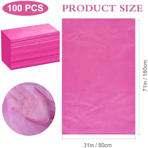 100 Pack Disposable Bed Sheets – 31.5 x 71 in Waterproof Non-woven Sheets for Massage, Spa, Tattoo & Salon Tables (Pink)