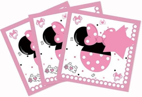 60 Pack Pink Cartoon Birthday Party Paper Napkins - Happy Birthday Party Napkins for Kids Girls 1st 2nd 3rd 4th 5th 6th 7th Birthday Party Decorations