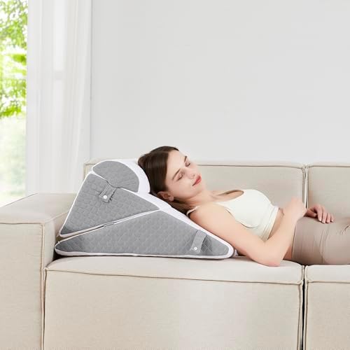 Orthopedic Wedge Pillow Set for Leg, Back, & Knee Support - CertiPUR Memory Foam Wedge Pillows with Washable Covers for Post Surgery & Pain Relief - Adjustable Bed & Body Positioning Cushions, 3 Piece