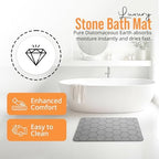 Stone Bath Mat – Diatomaceous Earth Quick Dry Bath Mat with Non Slip Base and Sanding Tool – Super Absorbent Bathroom Mat for Shower, Kitchen, and Pet Bowl – Modern Bathroom Decor