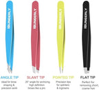 Eyebrows Tweezers Set, 4Pcs Stainless Steel Tweezers for Women with Travel Case, Great Precision for Ingrown Hair, Facial Hair and Splinter Removal
