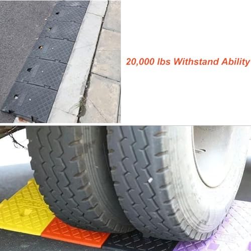 2 Pack Portable Plastic Curb Ramp, 4.3"/5.1" High Lightweight Non-Slip Driveway Ramp, Threshold Ramps Set for Loading Dock Sidewalk Car Motorcycle Bike Scooter(Black,13cm/5.1inch)
