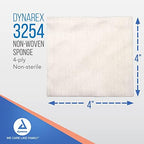 Dynarex Non-Woven Sponges, Non-Sterile, Gauze, for Cleansing, Prepping and Dressing, Highly-Absorbent, Less Linting, 4"x 4", 4 Ply, 1 Box of 200 Sponges (Packaging May Vary)