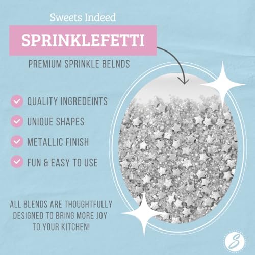 Sweets Indeed Sprinkles, Edible Sprinkle Sugar Mix, Perfect for Cake Decorations, Baking, Ice Cream, Cookies, Cupcake Topper (Starlight)
