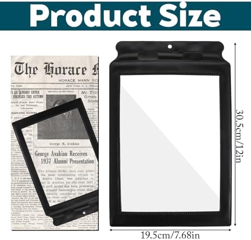 3 X Full Page Magnifier for Reading, 12 × 7.6 in Plastic Magnifying Sheet, Lightweight Portable Magnifying Page Fresnel Sheet for Elderly and People with Low Vision Reading