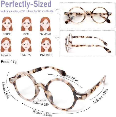 KoKoBin 3 Pack Round Reading Glasses for Women Man Fashion Design Stylish with Spring Hinge