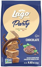 Gastone Lago Party Wafers, Chocolate, 8.82 oz – Italian Wafer Cookies with Chocolate Cream Filling, Non-GMO Verified, Authentic Taste of Italy