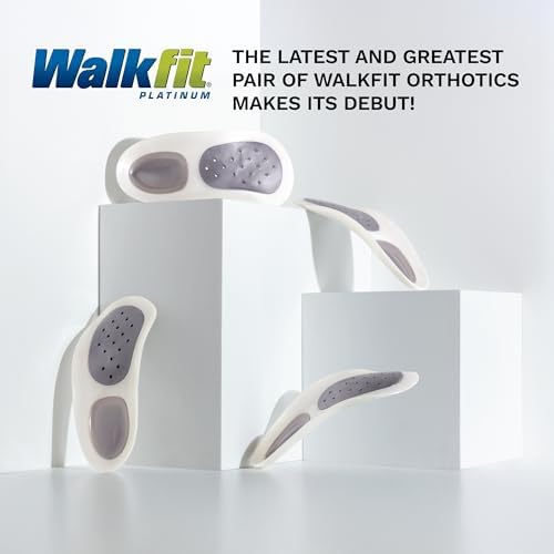 WalkFit Platinum Foot Orthotics Plantar Fasciitis Arch Support Insoles Relieve Foot Back Hip Leg and Knee Pain Improve Balance Alignment (Men 9-9.5 / Women 10-10.5)