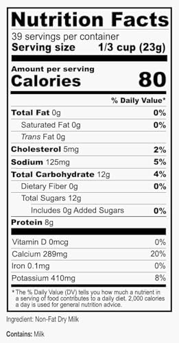 Anthony's Non Fat Milk Powder, 2 lb, Instant, Gluten Free & Non GMO