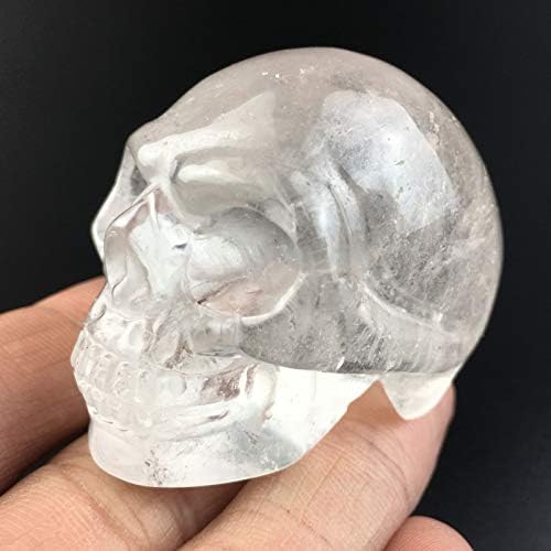 2'' Hand Carved Mixed Gemstone Crystal Skull Figurine Carving Home Decor (Clear Quartz)