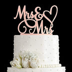 Mrs & Mrs Cake Topper-Wedding and Anniversary Cake Topper,Gay and Lesbian,LGBT Marriage Union,Love is Love (Mirror Rose Gold Acrylic)