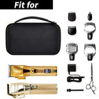 Case Compatible with Hair Clipper Barber, Trimmer Travel Storage Organizer for T Finisher Liner, Comb Cutting Guide, Clipper Blade Oil, Cleaning Brush and Other Grooming Kit - Black Case+Gold Zipper