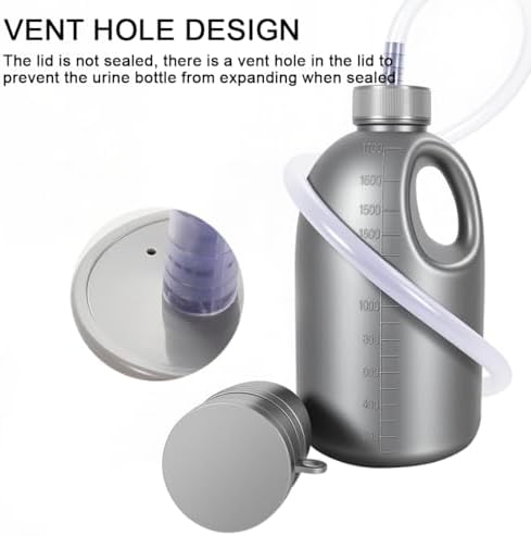 Urinals for Men Portable Male Urinal Bottle with Lid Spill Proof 37’’ Long Tube Thick Male Pee Bottles for Hospital Wheelchair Travel Use 58 oz