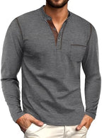 Sailwind Men's Henley Shirts Long Sleeve Button T-Shirt Casual Stylish Cotton Pullover Shirt with Pocket