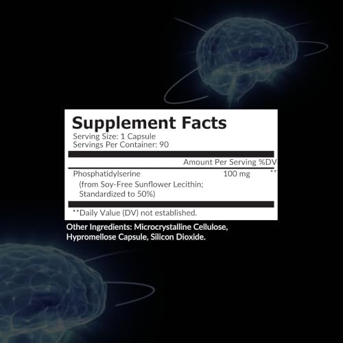 Intelligent Labs Phosphatidylserine Supplement 100mg, 90 High Strength Capsules, 100% Soy and Allergen-Free, Pure Phosphatidylserine from Sunflower Lecithin