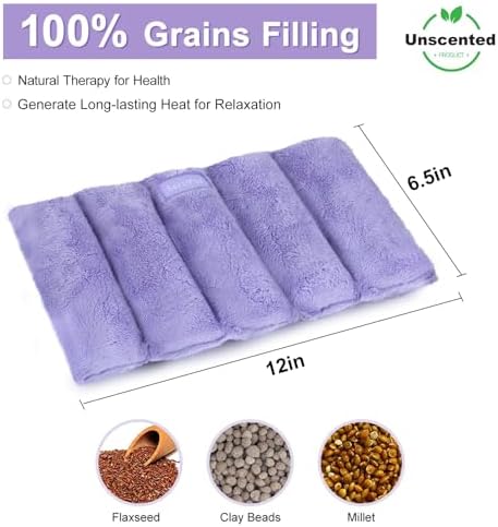 SuzziPad Heating Pad Microwavable, 6.5x12” Reusable Heat Pads for Discomfort Reduction, Moist Heated Pack, Muscle Ache, Soothing Back, Neck and Shoulder Fatigue, Warmer Hot Packs (Purple)