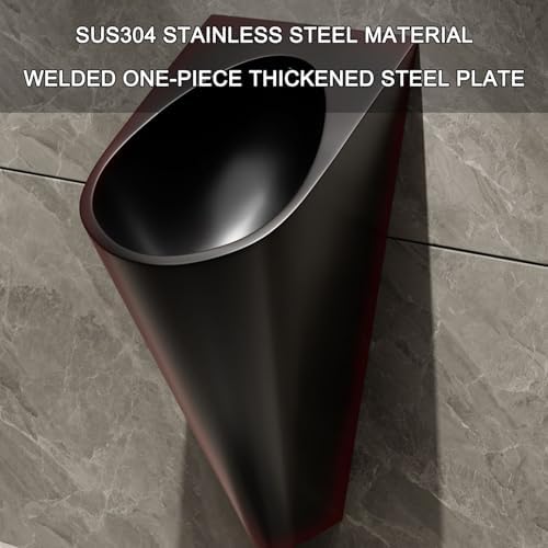 Black 304 Stainless Steel Urinal, Wall Mounted Men's Bathroom Urinal with Sensor Flush Valve, Commercial High Efficiency Flush Urinal, for Bathrooms, Hotels, Shopping,