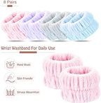 Wrist Bands for Washing Face, 8pcs Spa Face Washing Wristbands, Microfiber Arm Wrist Towels, Absorbent Wash Wristbands for Woman Men, Prevent Water from Spilling Down Your Arms