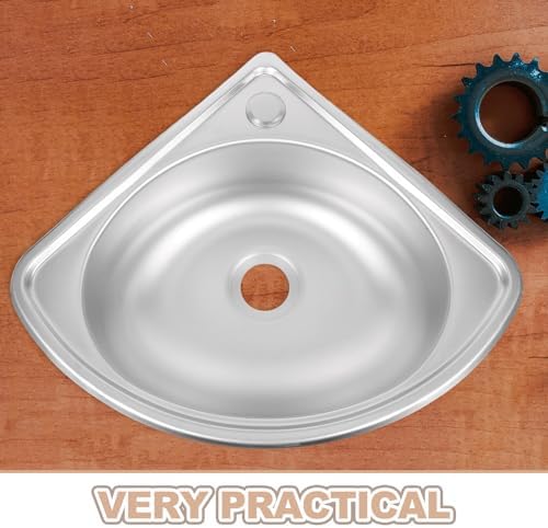 Stainless Steel Corner Kitchen Sink Single Bowl Multi-function Drain Basin Portable Triangular Wash Basin for Dishwashing and Vegetable Cleaning