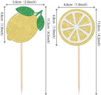 24 PCS Lemon Cupcake Toppers Glitter Fruit Theme Lemonade Party Cupcake Picks for Lemon Theme Baby Shower Wedding Engagement Bridal Shower Birthday Main Squeeze Party Cake Decorations Supplies