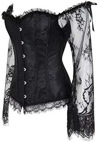 Corset Tops for Women with Sleeves Bustier Tank Overlay Lace Floral Sexy Costumes