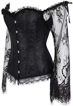 Corset Tops for Women with Sleeves Bustier Tank Overlay Lace Floral Sexy Costumes