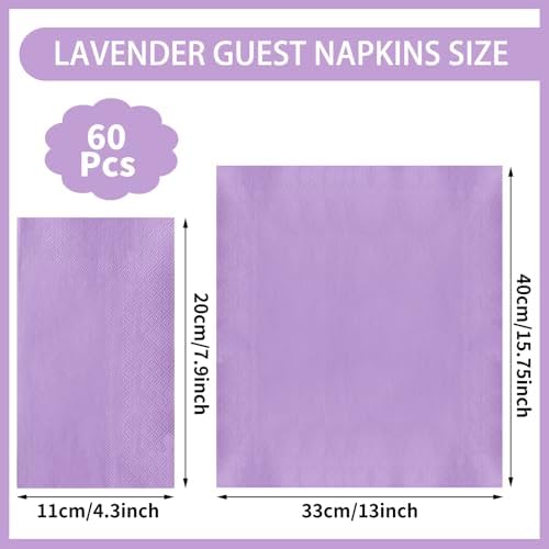 NatNarr 60 Pcs Light Purple Disposable Napkins - 2-Ply Paper, 20 x 11 cm (folded), 40 x 33 cm (unfolded), Perfect for Home, Restaurants, Parties