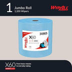 WypAll GeneralClean X60 Cloths Multi-Task Cleaning Wipes, Jumbo (34965), Strong and Absorbent Towels, Blue (1 Roll of 1,100 Sheets, 1,100 Sheet Total)