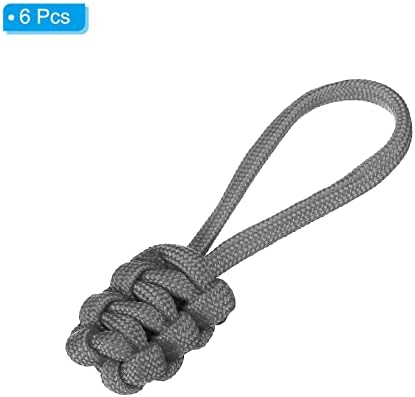 PATIKIL Zipper Pulls Replacement, 6 Pack Extension Cord Handle Fix Pull Tab Extender Fixer Slider Head Repair Kit for Luggage Backpack Jacket, Dark Grey