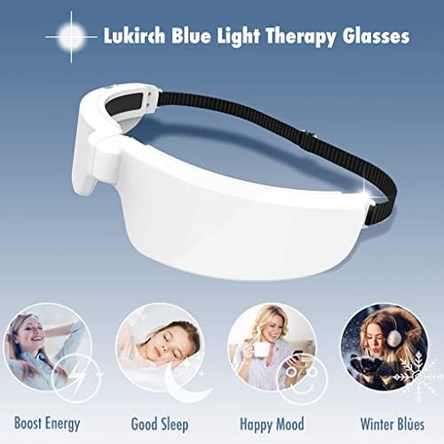 Light Therapy Glasses, Portable & Wearable UV-Free Blue Light Therapy Lamp, Natural Relief for Good Sleep, Happy Mood, Boost Energy and Jet Lag (Glasses-I)