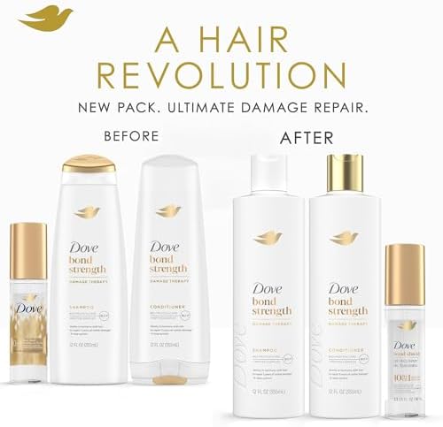 Dove Bond Strength Shampoo & Conditioner Set + Hair Serum Bundle – Repair Treatment for Damaged and Frizzy Hair (3 Piece Set)