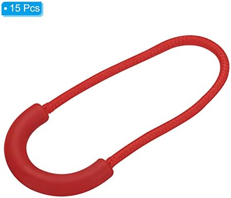 PATIKIL Zipper Pulls Replacement, 15 Pack Extension Cord Handle Plastic U-Shape Tab Tag Extender for Luggage Backpacks, Jackets, Handbags Red