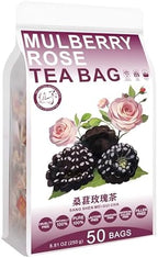 Plant Gift Mulberry Rose Tea Bag 8.81oz (5g*50bags) Poria cocos, Rose, Lily, Chinese Pure Natural, Health Care Mixed Tea, Combination of Floral Tea 250g 桑葚玫瑰茶
