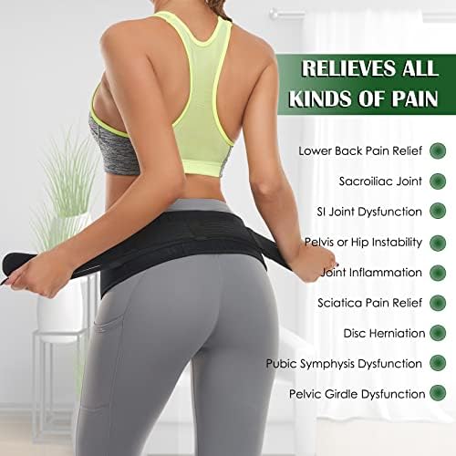 Sacroiliac SI Joint Belt for Women Men Lower Back Support Brace for Hip Pain Pelvic Adjustable Sciatica Pelvis Lumbar Pain Relief Trochanter
