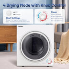 Portable Dryer, 3.5 Cu.ft Portable Dryers for Laundry with Stianless Steel Tub, 1500W Clothes Dryer Machine for Home, Apartment, 4 Dring Mode, Auto-shutt off, White