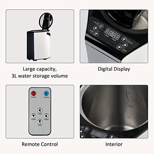 Sauna Steamer, Portable Steam Sauna Machine, 3L Stainless Steel Pot Generator, Home SPA Fumigation Steam Machine with Touch Button, Timer Display and Remote Control