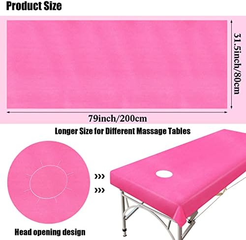 30 Pieces Massage Table Sheets 31 x 79 Inches Large Disposable Bed Table Cover Spa Bed Covers Non-woven Massage tablecloth Flat and Fitted Sheets for Waterproof Bed(Pink)