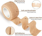 6pcs 1 Inch Self Adhesive Bandage Wrap,Vet Wrap,Finger and Toe Bandages,Gauze Tape,First Aid Bandages Use for Wrist, Ankle Sprains& Swelling Caused By Sports